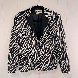 D’Oraz Vintage Zebra Faux Pony Hair Fitted Blazer Jacket Size 6